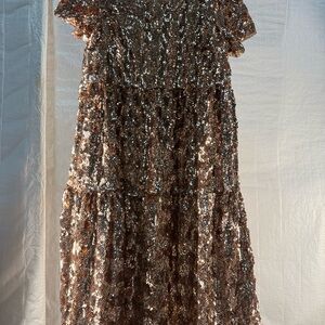 Maeve Sequin Prom Dress in Gold and Silver